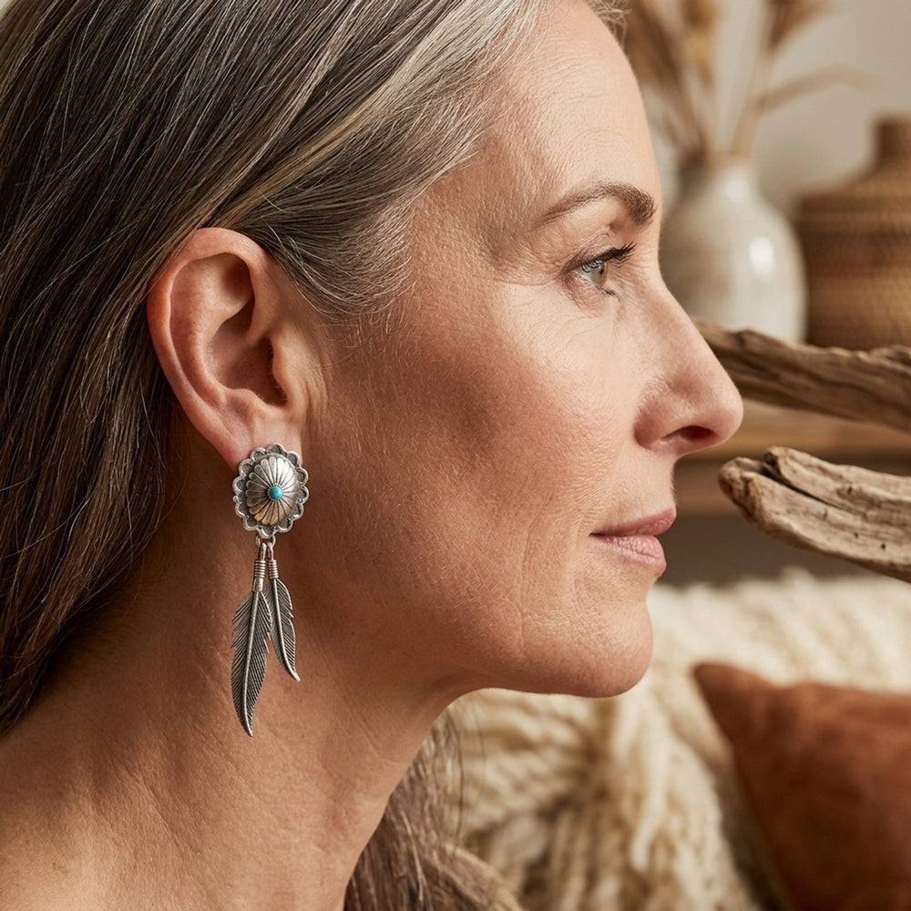 Sterling Silver Feather Drop Earrings
