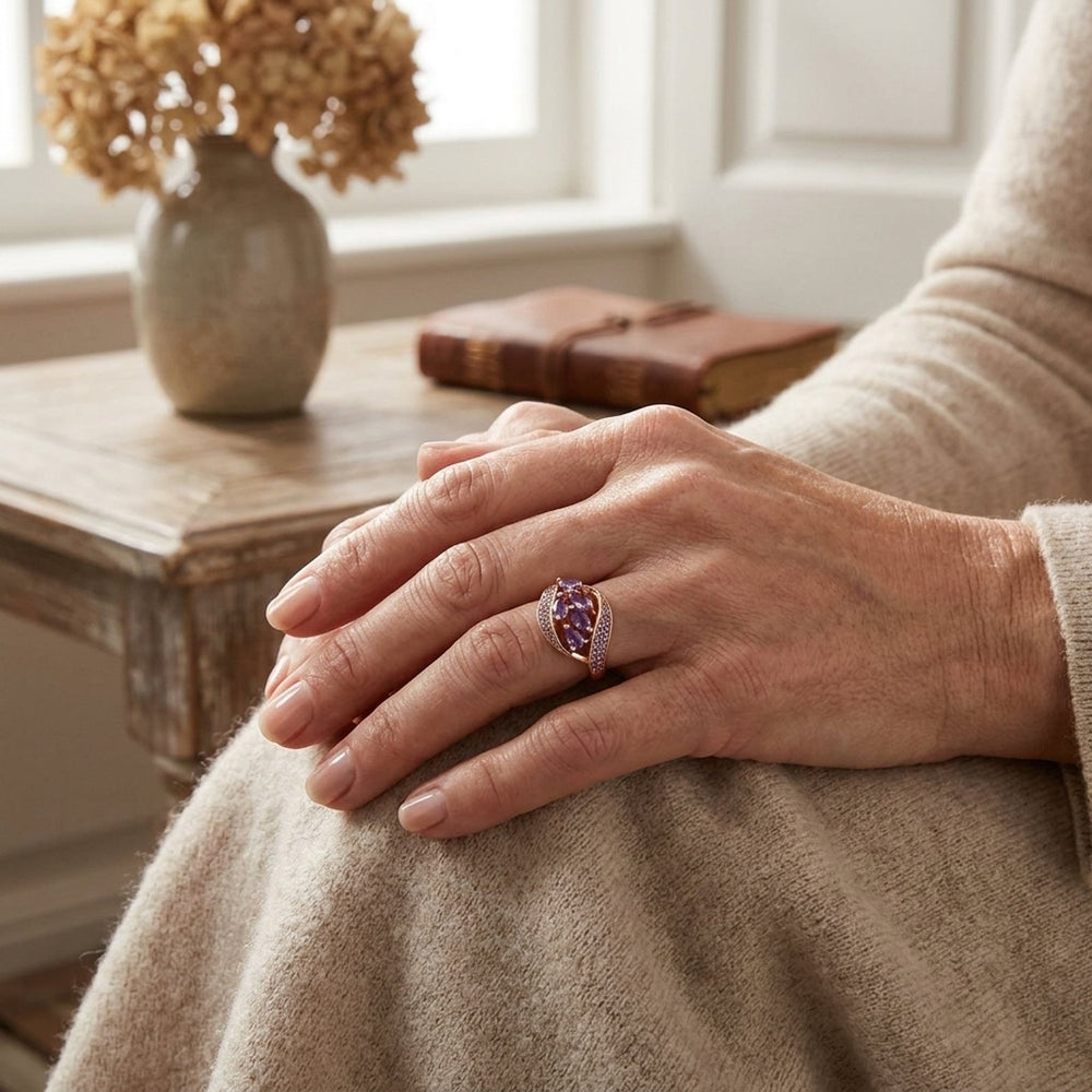 Marquise Cut Gemstone Gold Ring