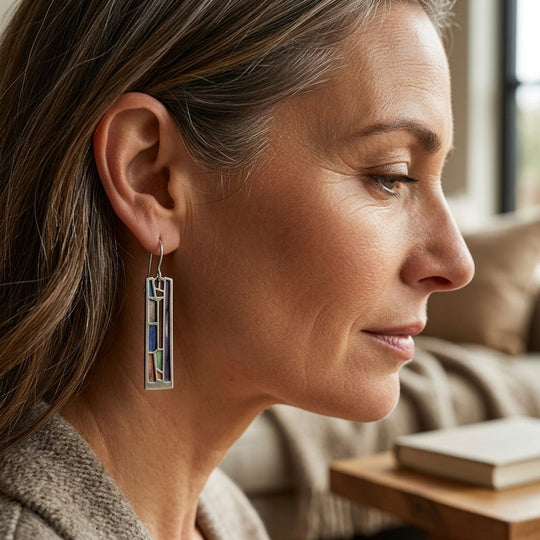 Geometric Sterling Silver Drop Earrings