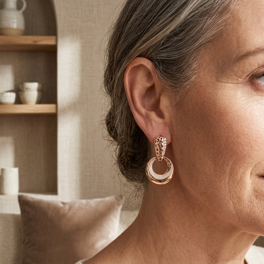 Pavé Gold Hoop Earrings