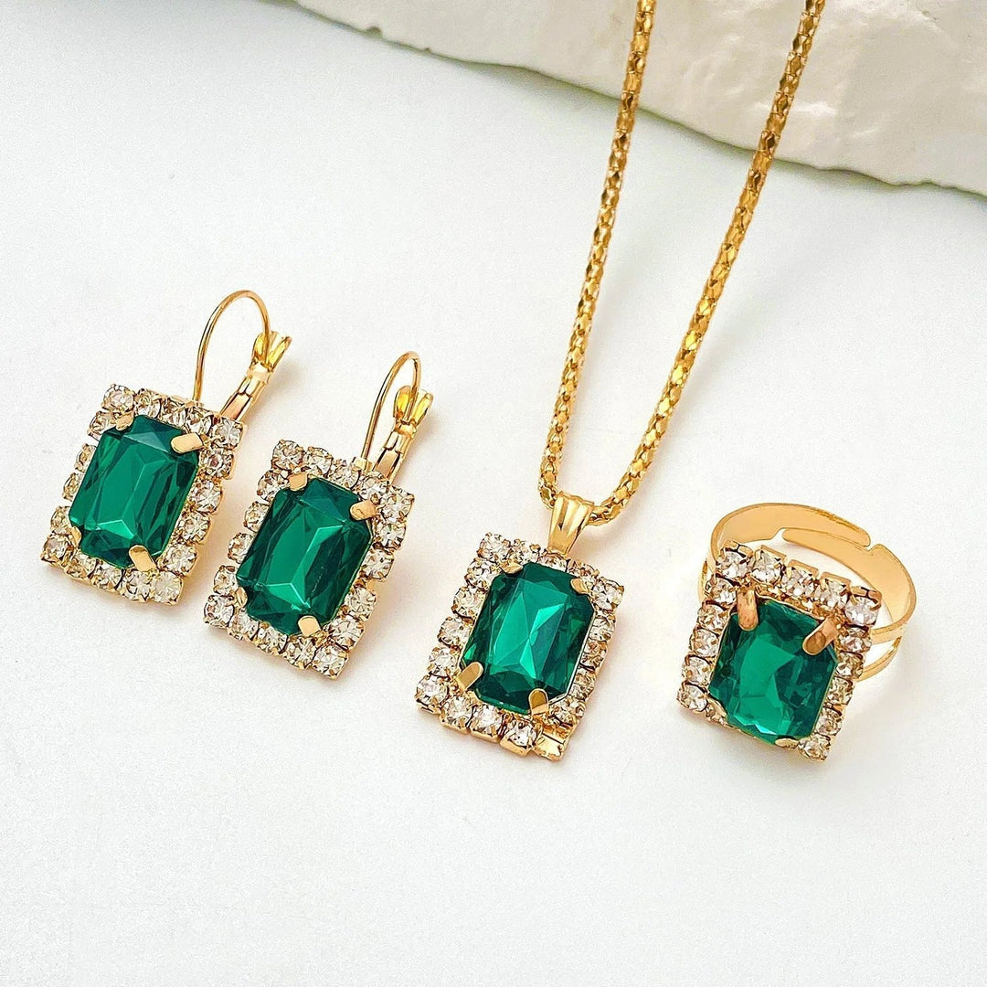 Gold-Plated Rectangular Jewelry Set