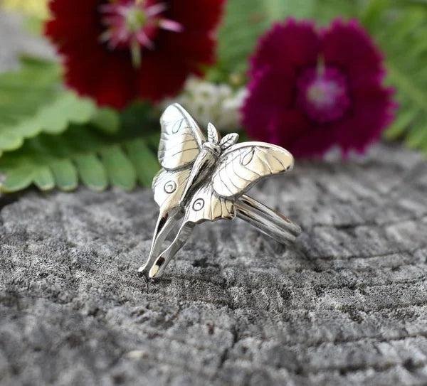 Detailed Sterling Silver Butterfly Ring
