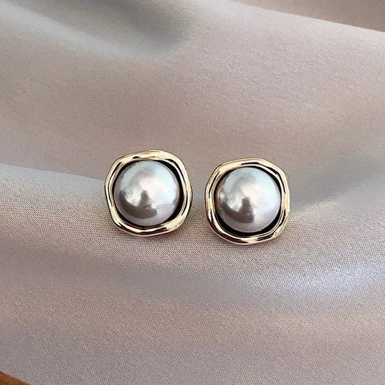 Gold-Plated Pearl Stud Earrings