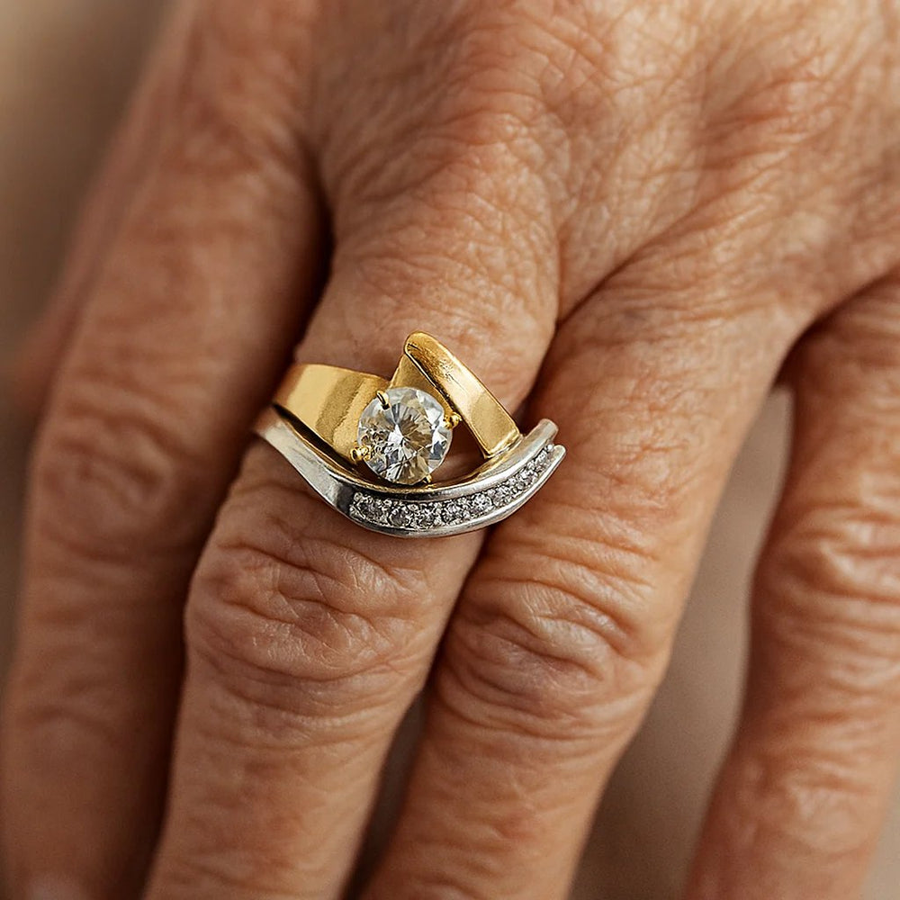 Two-Tone Zirconia Statement Ring