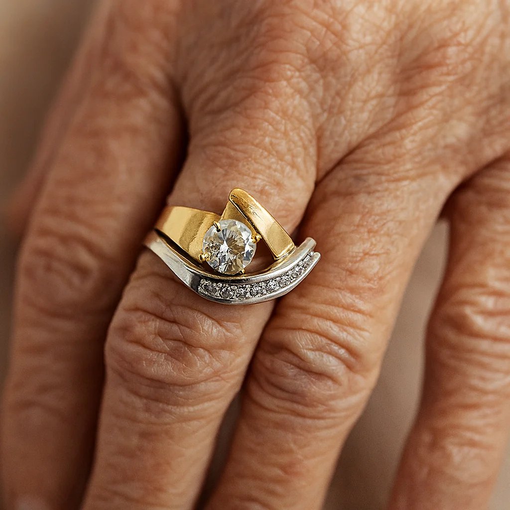 Two-Tone Zirconia Statement Ring