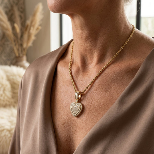 Diamond-Encrusted Heart Pendant Necklace