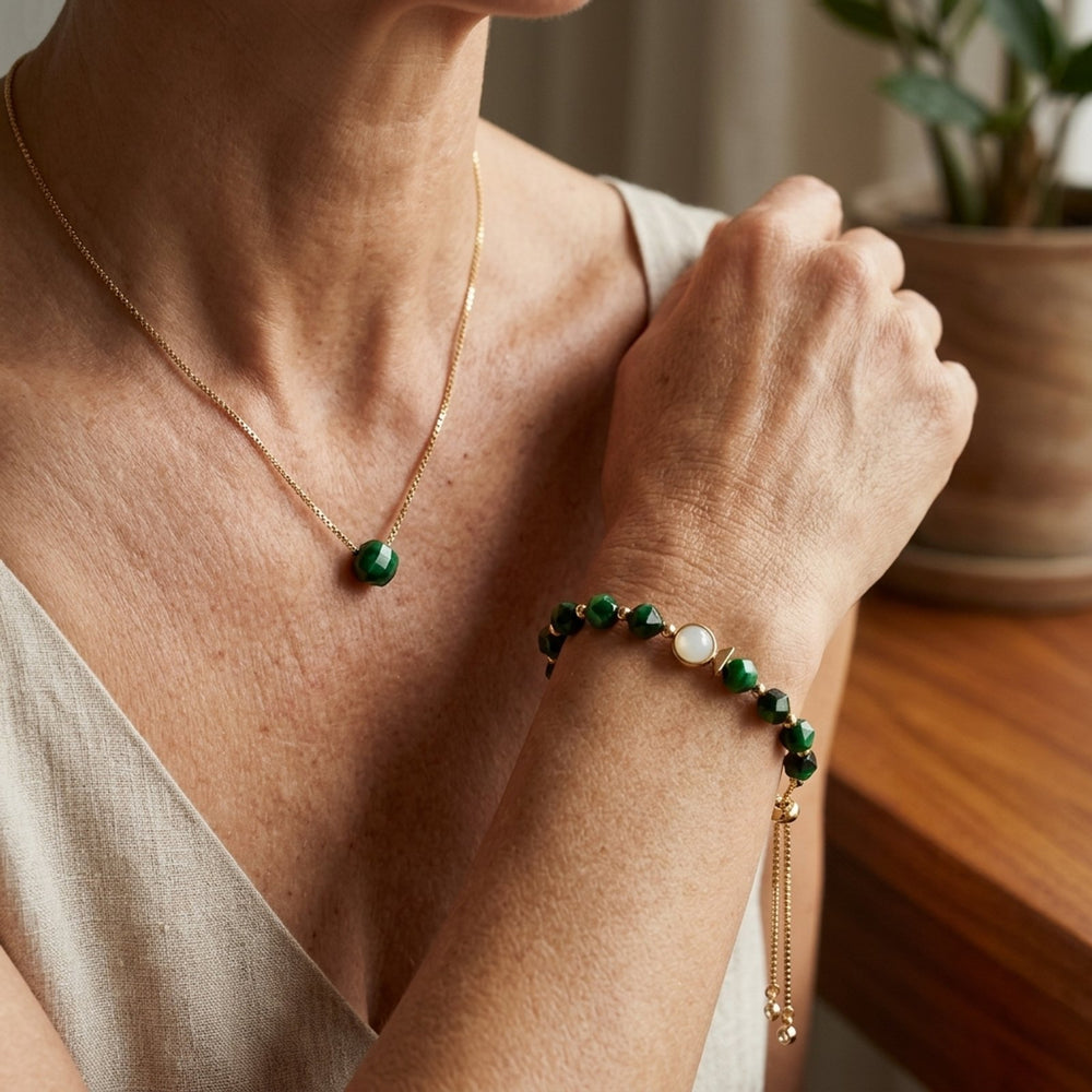 Faceted Stone Gold-Plated Bracelet Set