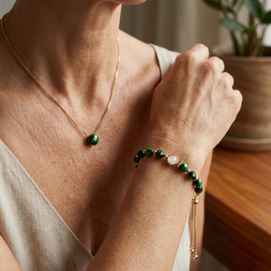 Faceted Stone Gold-Plated Bracelet Set