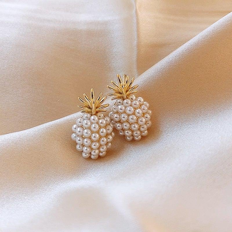 Pineapple Pearl Cluster Stud Earrings