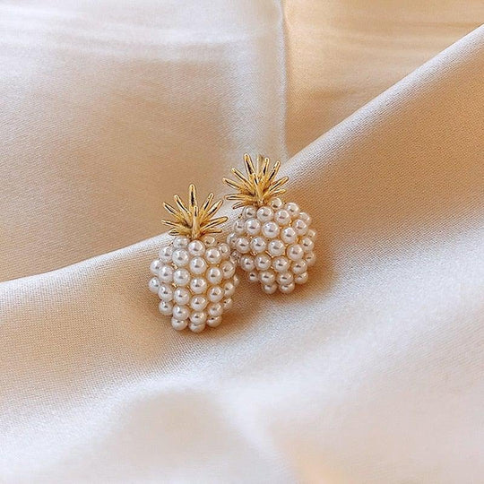 Pineapple Pearl Cluster Stud Earrings