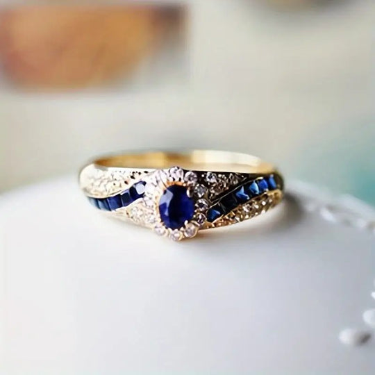 Sapphire Diamond-Accented Gold Band