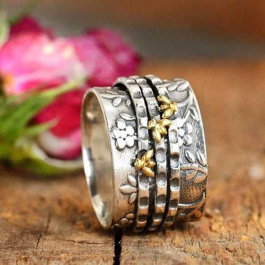 Floral Embossed Sterling Silver Ring