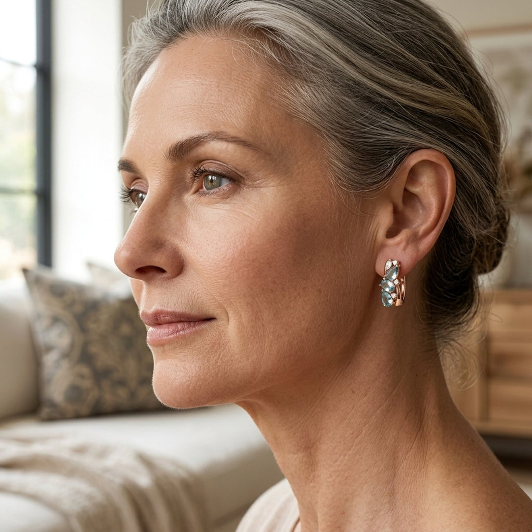 Gold Multi-Stone Hoop Earrings