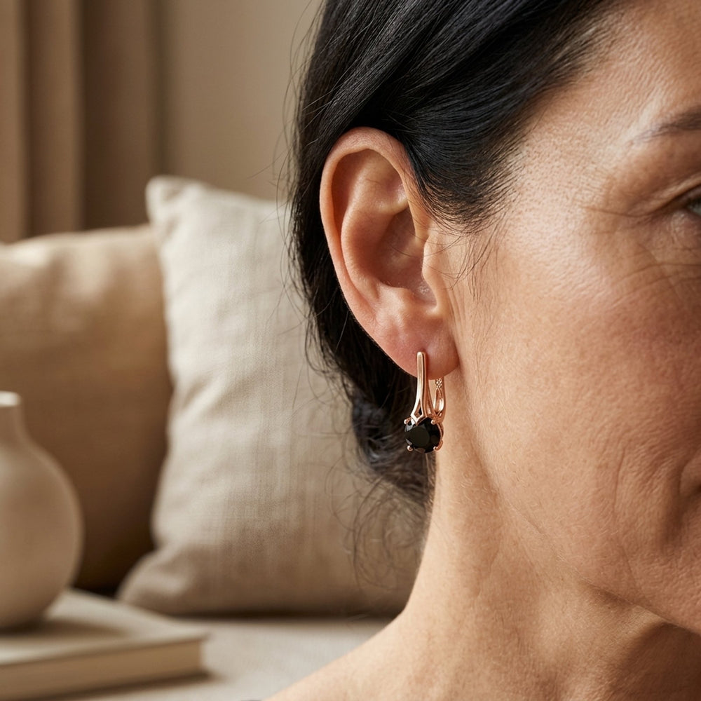 Round Gold Lever Back Earrings