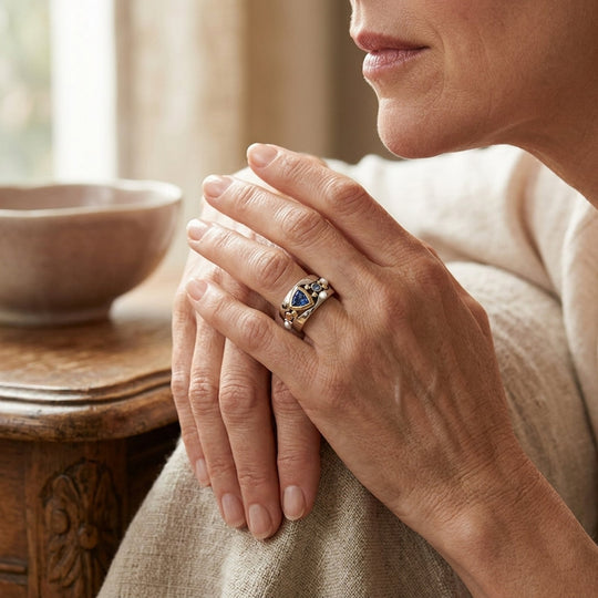 Triangular Gemstone Sterling Silver Ring
