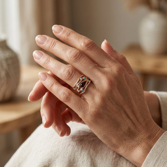 Multi-Stone Gold-Plated Stacking Ring