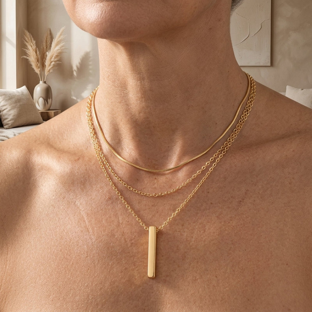 Multi-Layer Chain Bar Pendant Necklace