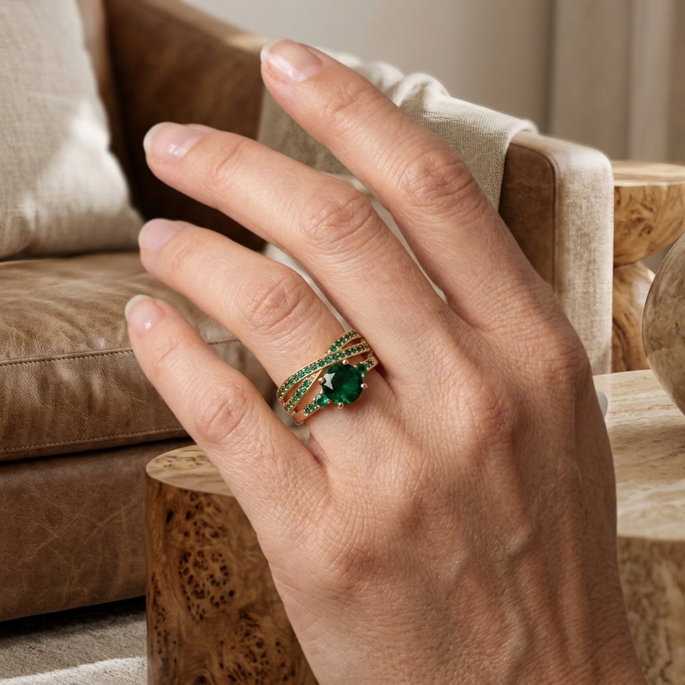 Prong-Set Emerald Cut Gold Ring
