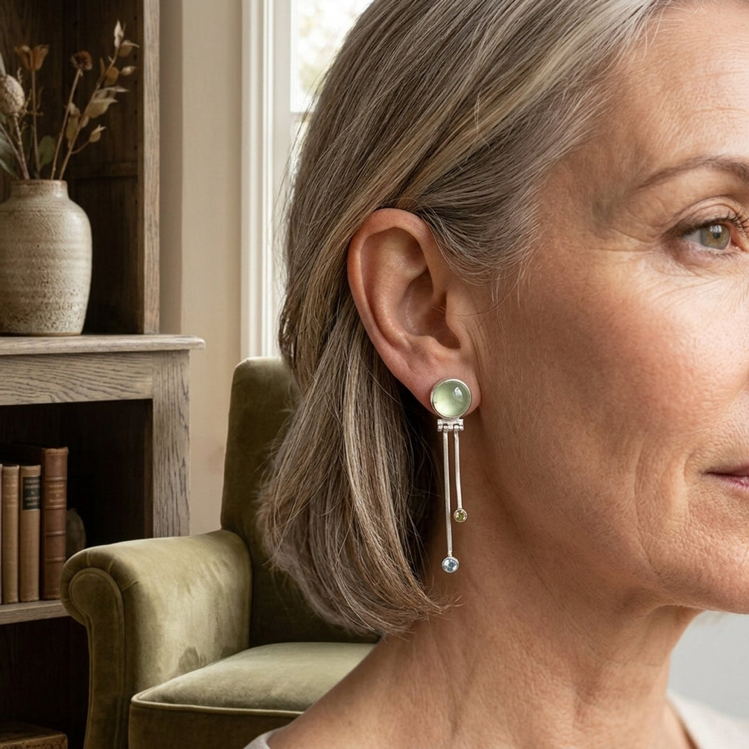 Prehnite Sterling Silver Drop Earrings