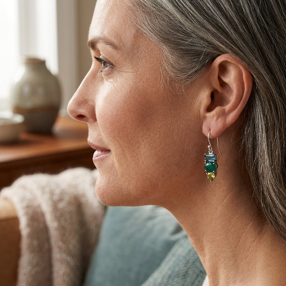 Multi-Stone Sterling Silver Drop Earrings