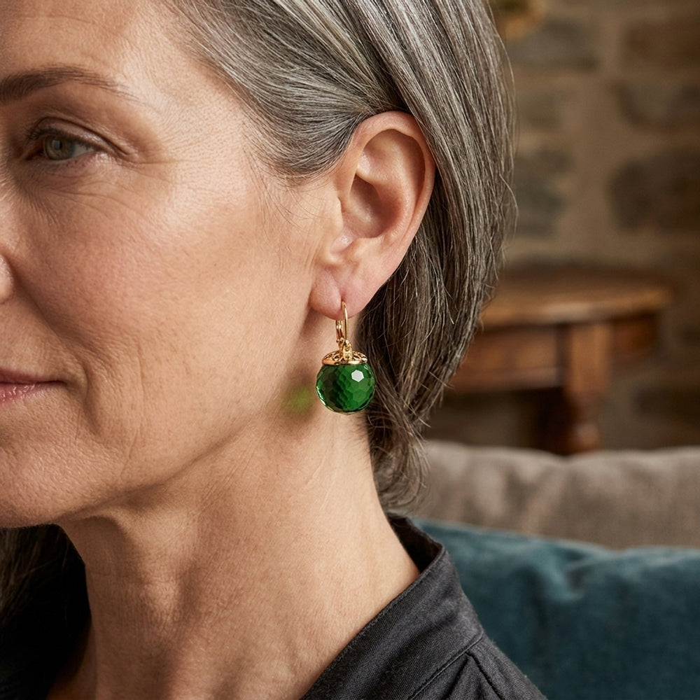 Faceted Drop Gold-Plated Earrings