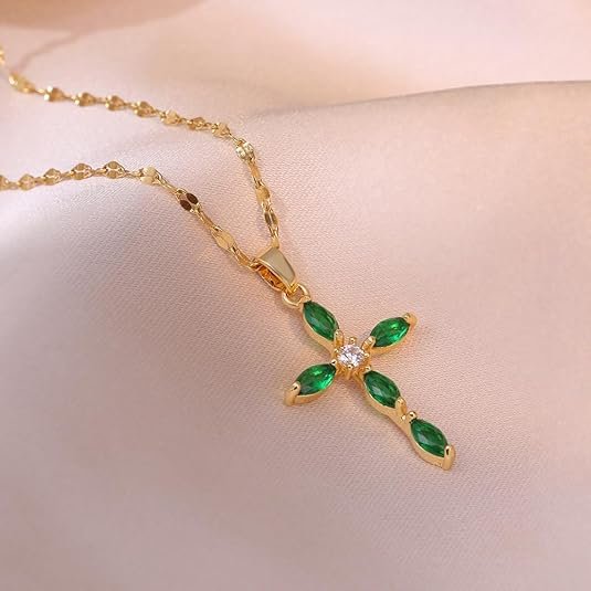 Gold Cross Pendant Chain Necklace