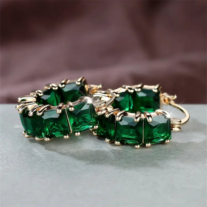 Chunky Hoop Gemstone Prong-Set Earrings
