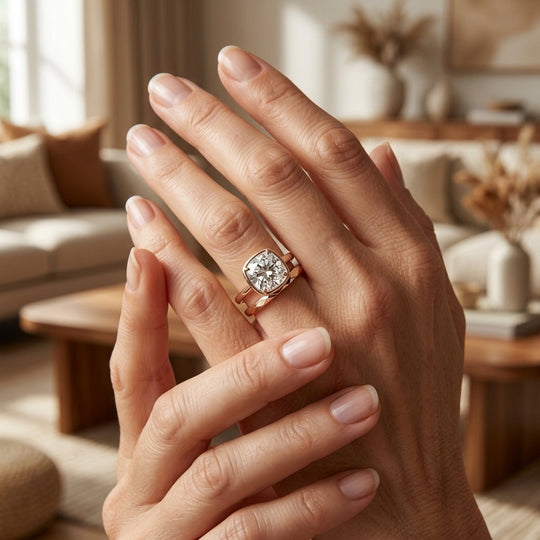 Cushion Cut Cubic Zirconia Bezel Ring