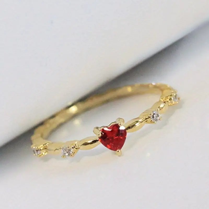Prong-Set Heart Stone Gold-Plated Ring