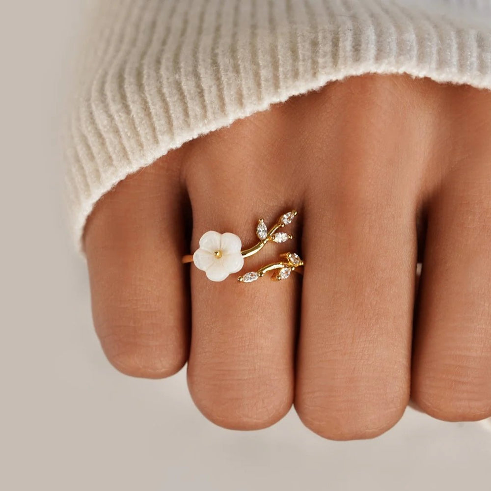 Gold-Plated Open Band Floral Ring