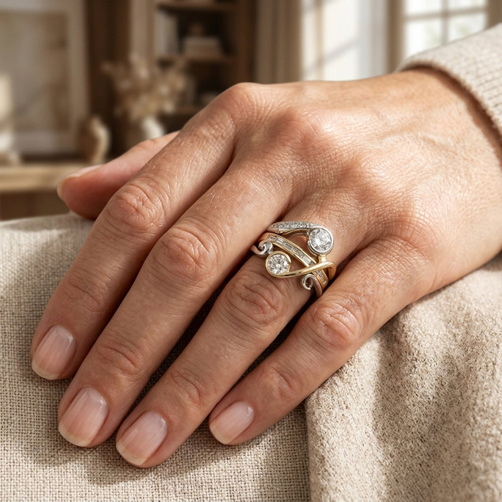 Two-Tone Bezel-Set Zirconia Ring