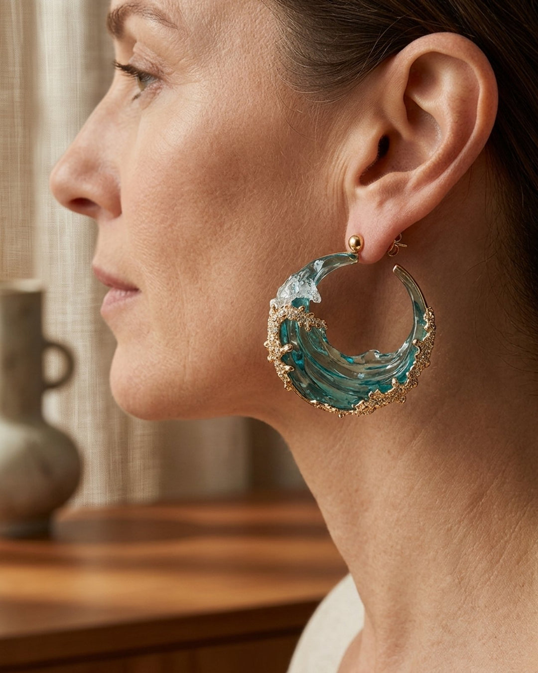 Resin Wave Hoop Statement Earrings