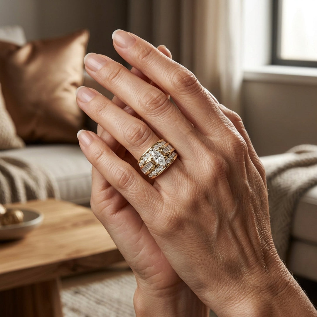 Multi-Band Marquise Diamond Gold Ring