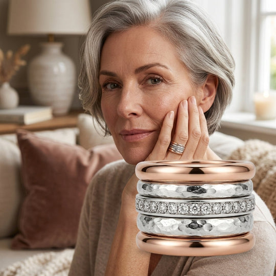 Multi-Band Diamond-Accented Stackable Ring