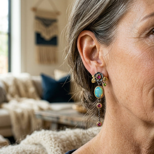 Multi-Tier Opal Drop Earrings