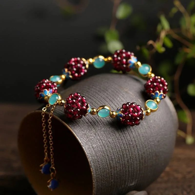 Adjustable Chain Natural Stone Beaded Bracelet