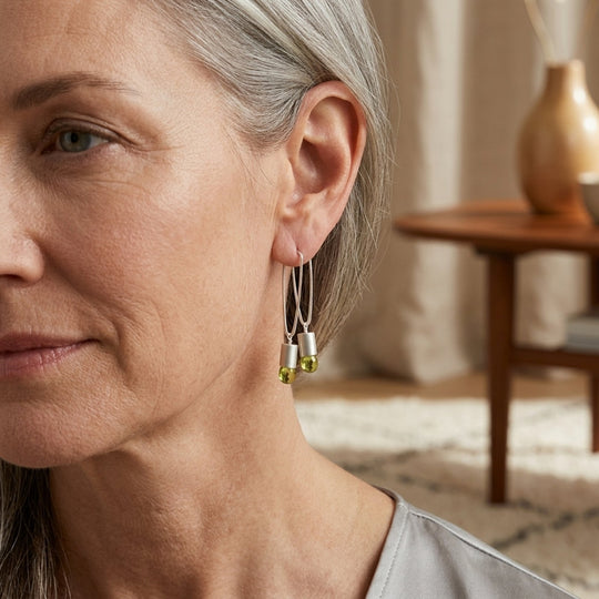 Sterling Silver Peridot Drop Earrings