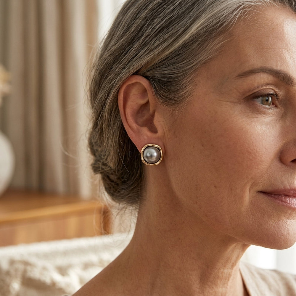 Gold-Plated Pearl Stud Earrings