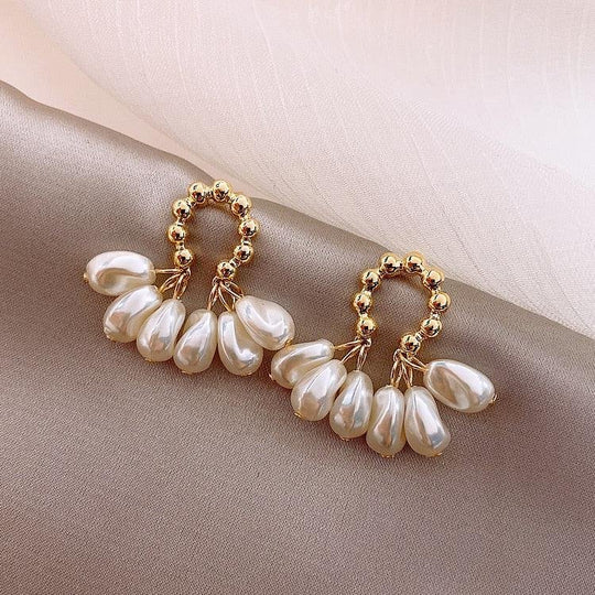 Gold-Tone Beaded Baroque Pearl Drop Earrings
