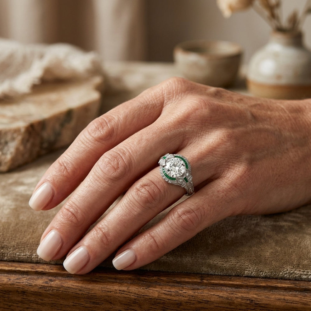 Vintage Art Deco Halo Engagement Ring