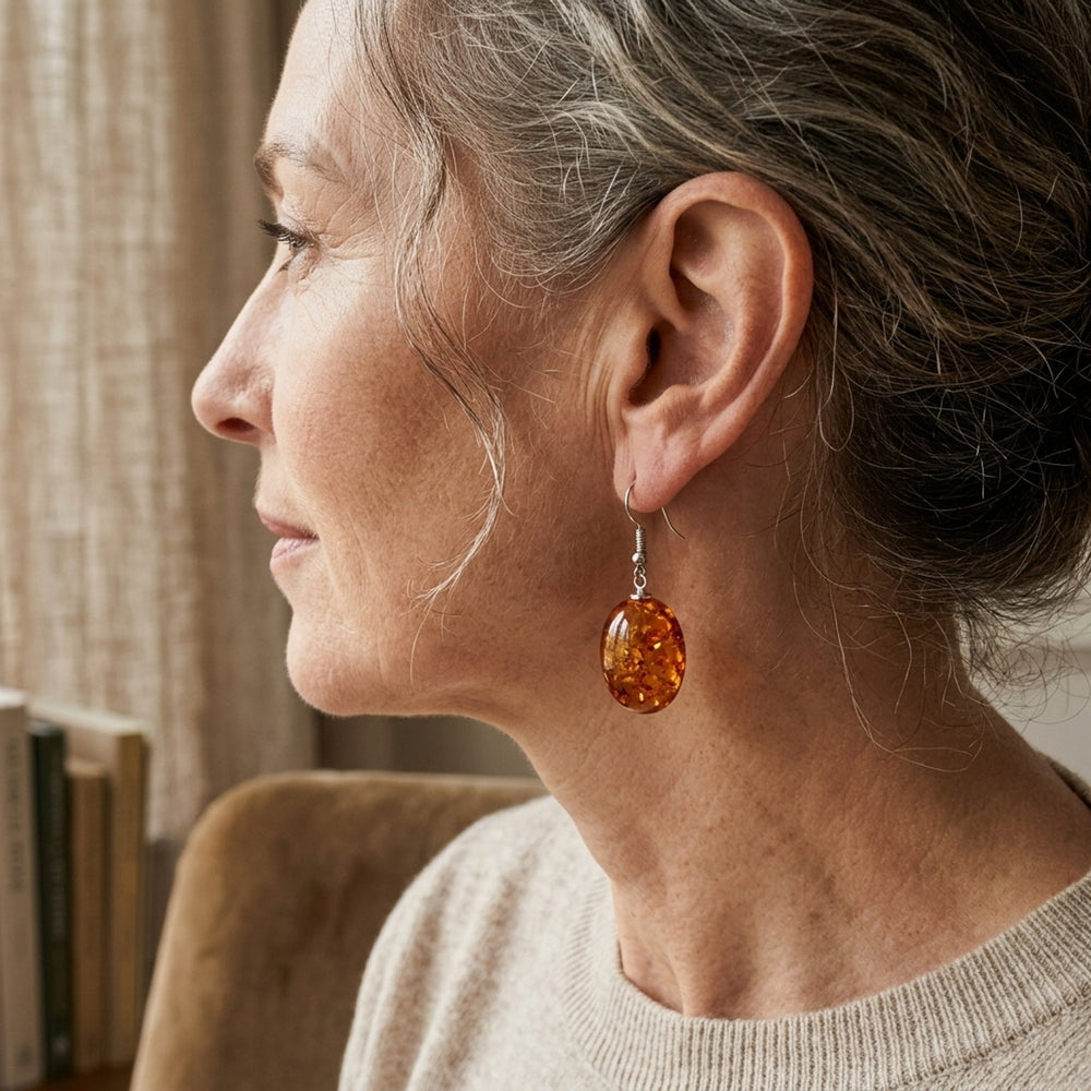 Vintage Amber Resin Drop Earrings