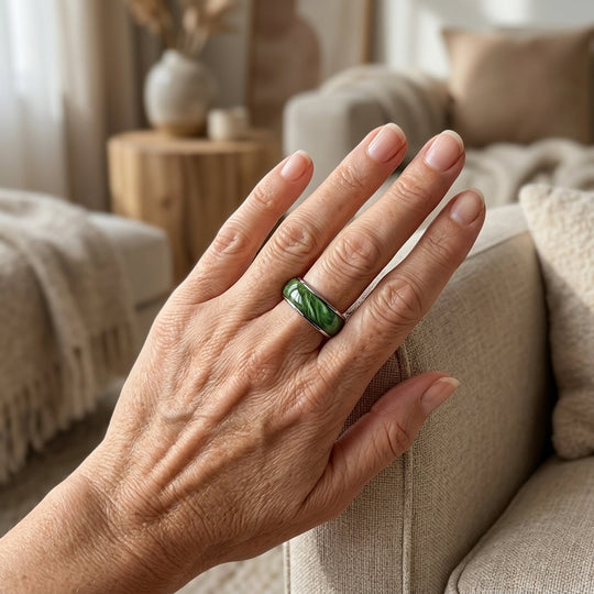 Polished Sterling Silver Natural Stone Ring