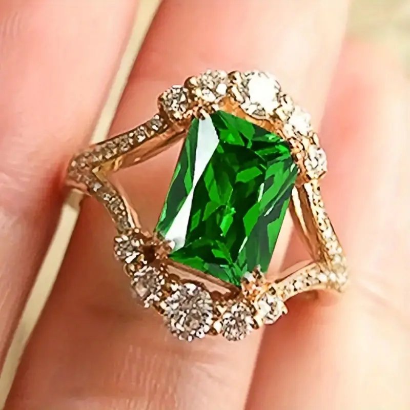 Emerald Cut Halo Diamond Accent Ring