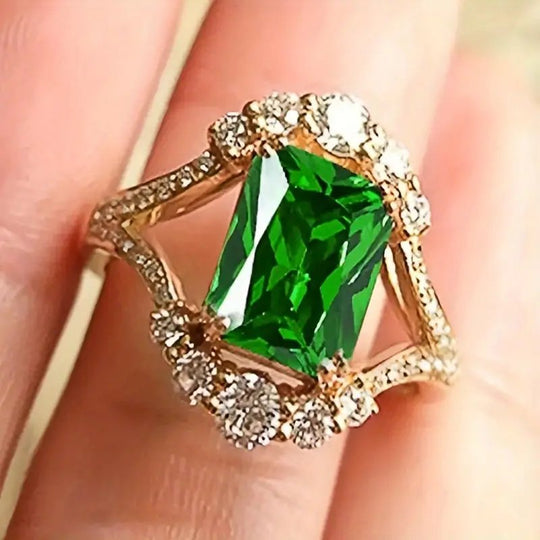 Emerald Cut Halo Diamond Accent Ring