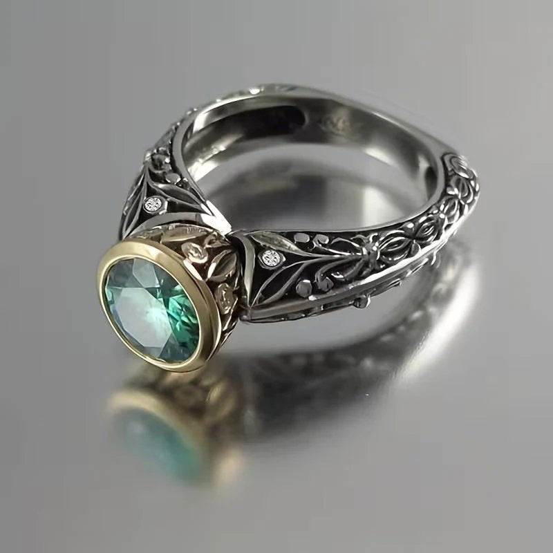 Bezel-Set Sterling Silver Filigree Ring