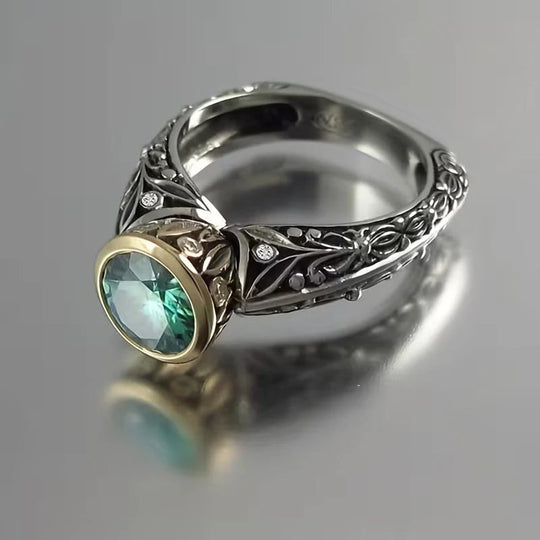 Bezel-Set Sterling Silver Filigree Ring