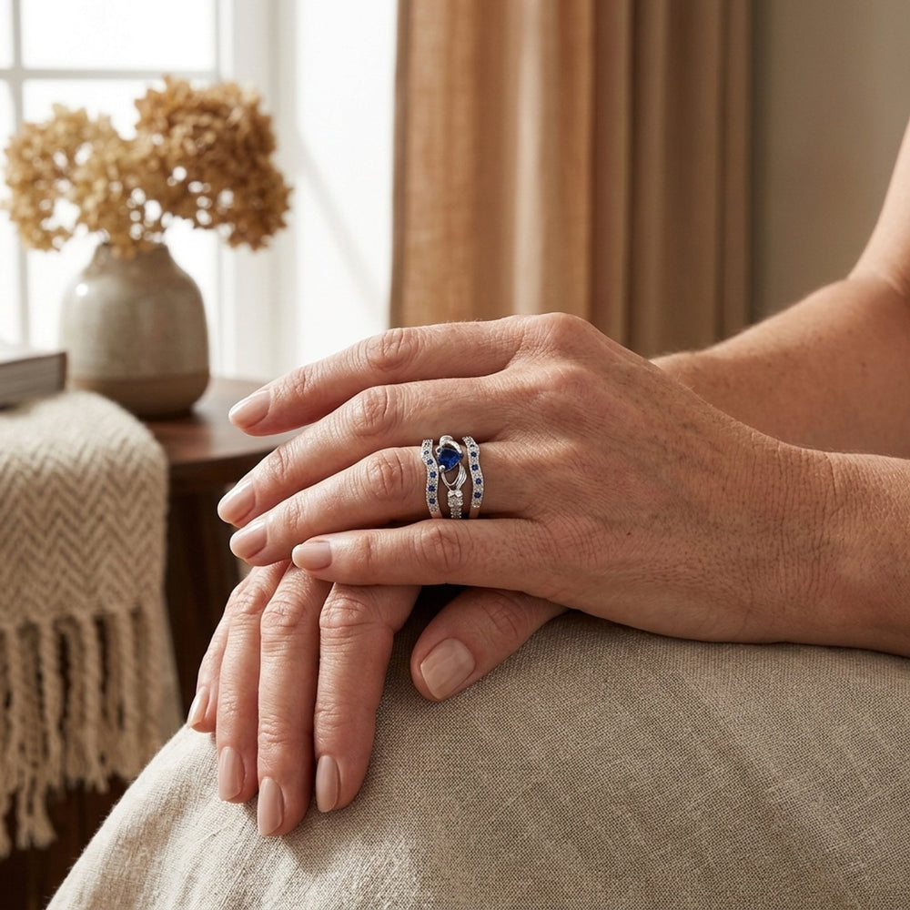 Sterling Silver Sapphire Interlocking Ring