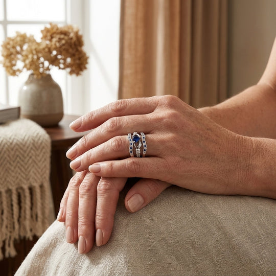 Sterling Silver Sapphire Interlocking Ring