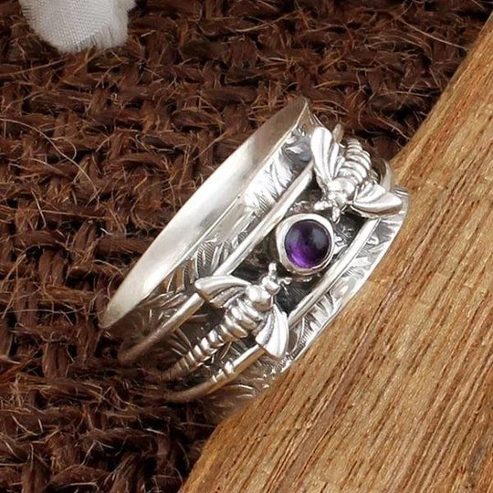 Sterling Silver Amethyst Spinner Ring