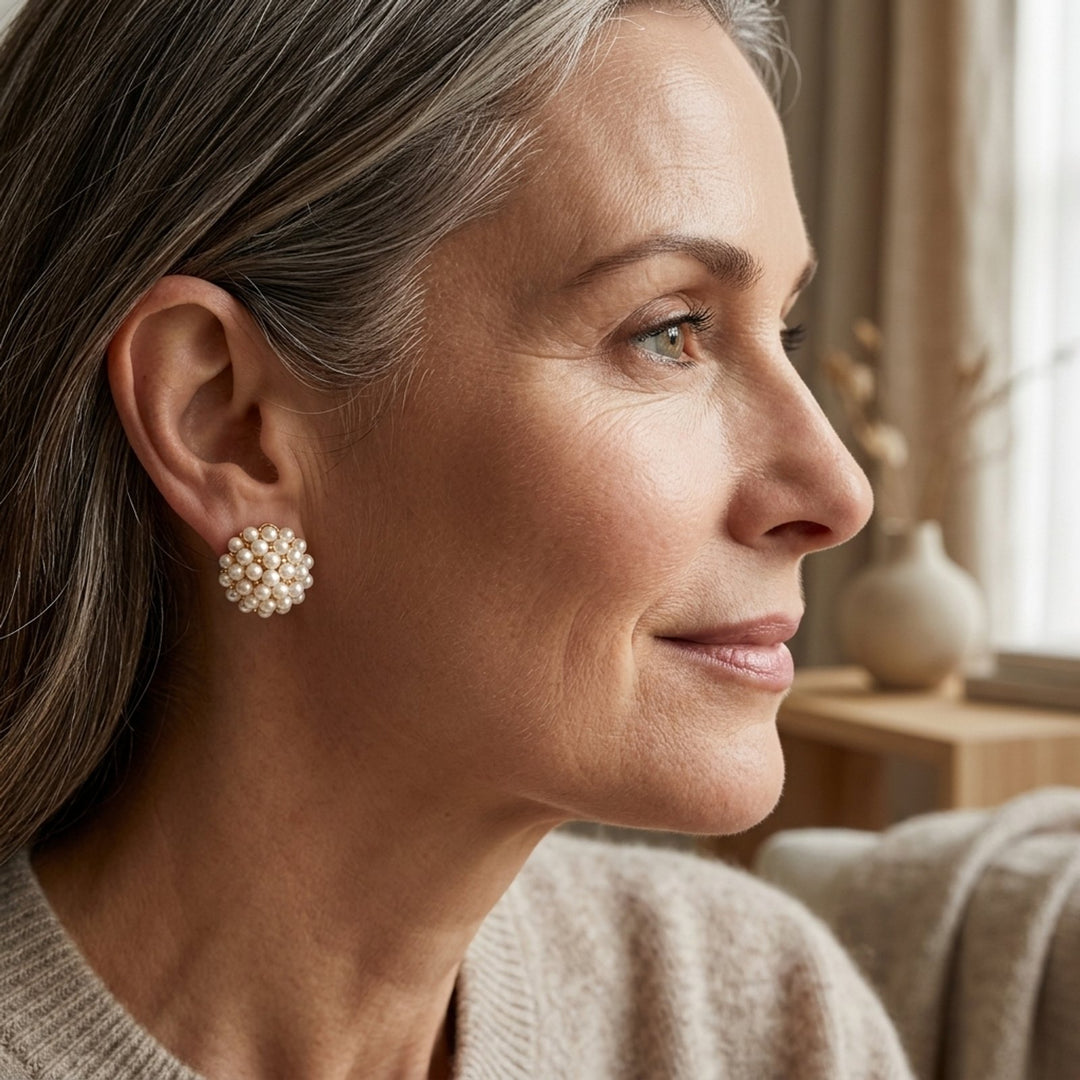 Clustered Pearl Stud Earrings